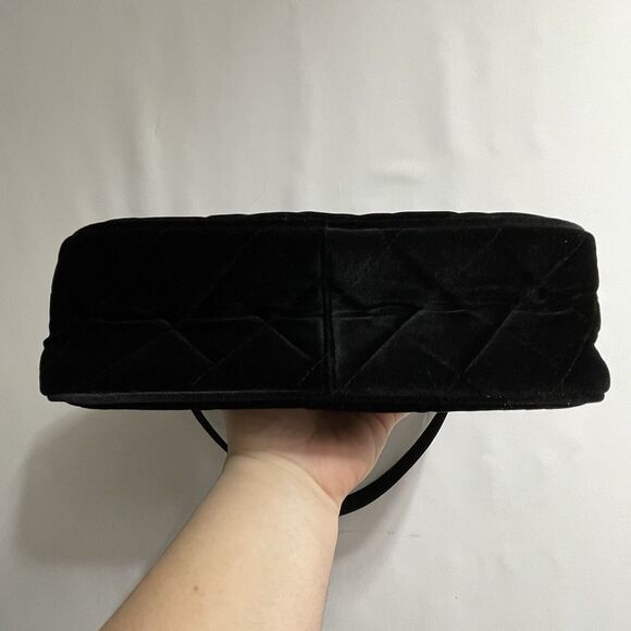 Vera Bradley Frannie Crescent Crossbody Purse Black Velvet Embroidered Floral - Picture 10 of 14